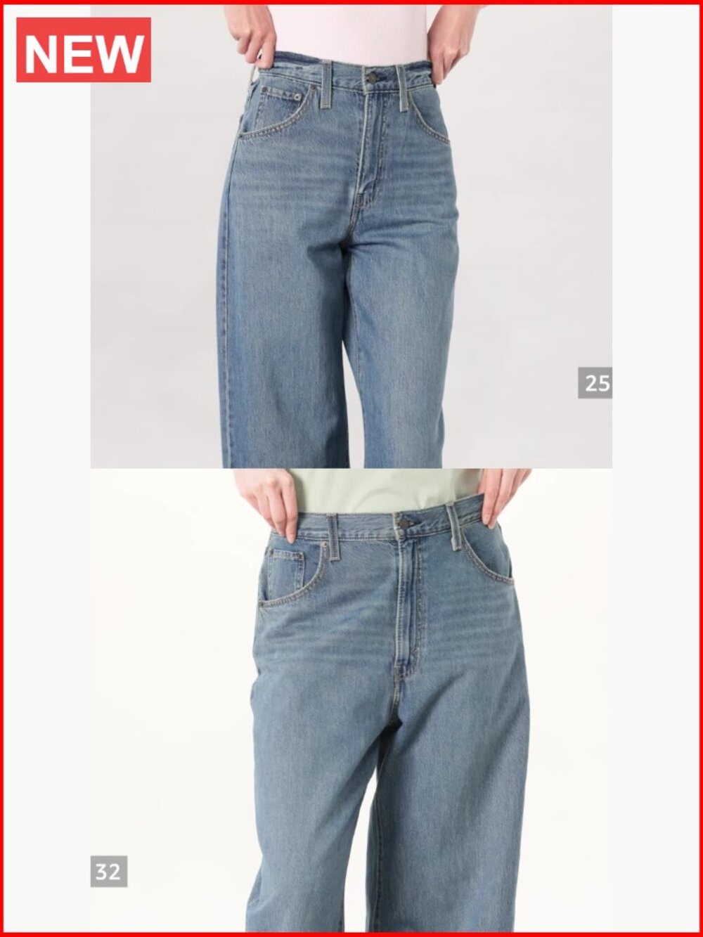 High Rise Baggy Jeans with Adjustable Waist - 100% Cotton No Stretch - Picture 6 of 6